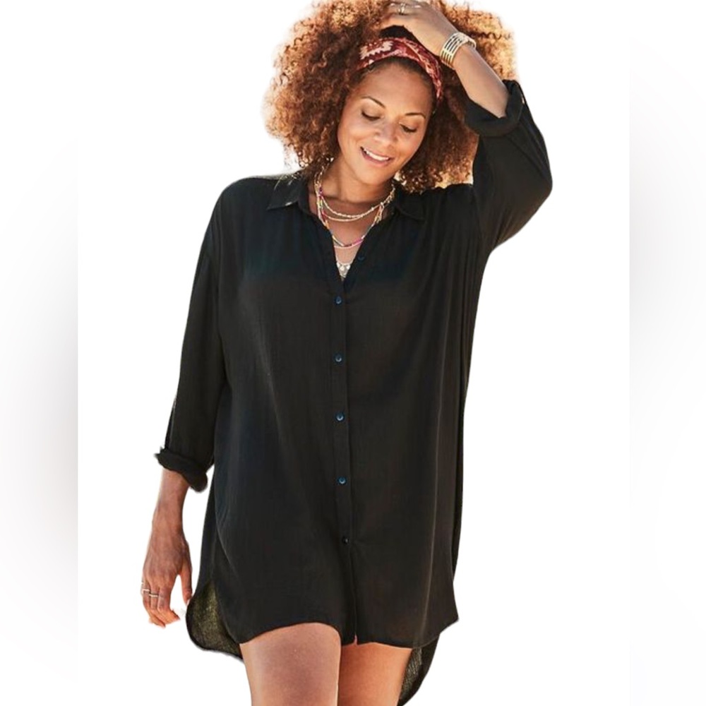 Swimsuits For All High-low sheer button front coverup Size 18 / 20 NEW